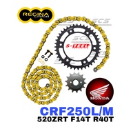 REGINA Sprocket Set Honda CRF250L 2013-2017 520 ZRT Z Ring Gold Chain Rantai Spoket ZRING ZRA Motor 