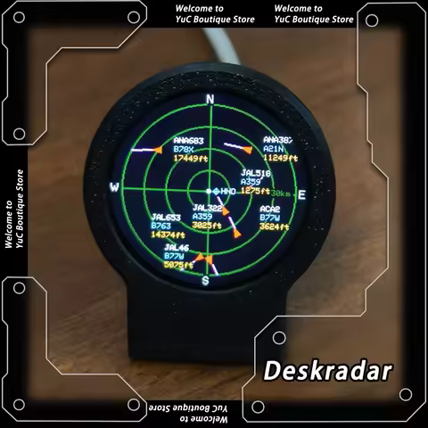 Deskradar with Sonar Grid Screen USB-C Live ADS-B Flight Tracker Gadget With 3D Printed Case Aviatio