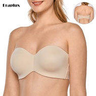 Braplux 40 Cup C B 44 42 38 36 34 White Skintone Nude Strapless Bra Tube Plus Size Bra For Woman Wit