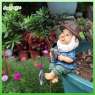 [ERHK-t] Fishing Gnome Sitter Funny UV Resistant Resin Decorative Outdoor Garden Lawn Gnome For Yard