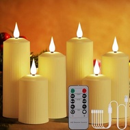 Rechargeable Flameless Candles with Remote Timer, in/Outdoor Waterproof LED Flickering Pillar Candle