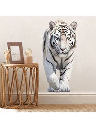 1入壁畫貼紙 – 真實逼真的白色老虎熱帶動物3d乙烯基壁貼,可移式壁貼,適用於臥室客廳壁畫藝術裝飾