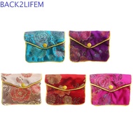 BACK2LIFEM Jewelery Bag Coin Purse Buckle Necklace Snap Purse Beads Floral Bracelace Zipper Jewelery