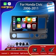 For Honda Civic 2006-2011 Car Android 14 Carplay Android 2Din Bluetooth Multimedia Automotive Car Ra