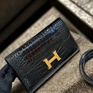 【精選天菜】HERMES 黑金 鱷魚皮 康康 TO GO 方框鱷 C刻
