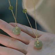 rantai leher emas 916 rantai leher lelaki rantai leher Minsheng Peace Joy Hetian Jade Necklace Femal