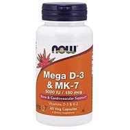 Now Foods Vitamin Mega D-3 MK-7 5000 iu D3 K2 MK7 D-3 K-2 5000iu 60cap