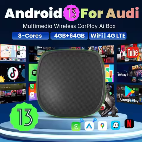 Android 13 Wireless CarPlay TV Box 4G LTE GPS For Netflix For Audi A3 A4 A5 A6 A7 A8 Q3 Q4 Q5 Q6 Q7 