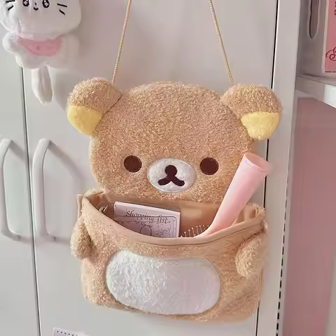 Rilakkuma Cute Cartoon San-X Relaxed Bear Plush Wall Storage Hanging Bag Hanging Behind The Door Of 