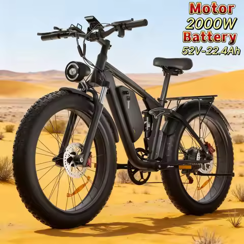 26-inch Fat Tire Electric Bike Full Suspension Adult Mountain Electric Bike 1000W Dual Motor 48V22.4