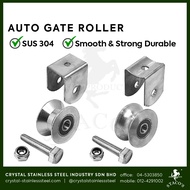 STACOS Stainless Steel 304 U V Gate Roller Sliding Folding Auto Gate Accessories Roller Bracket Wheel Roda Pagar Besi