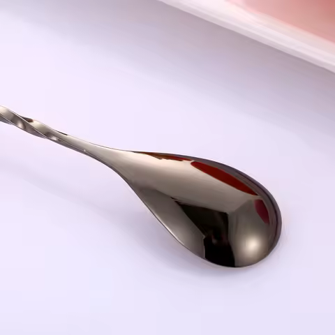 Eco-Friendly Spiral Cocktail Spoons Stainless Steel Mixing Bar Teadrop Spoon Mixing Stirring Bartend