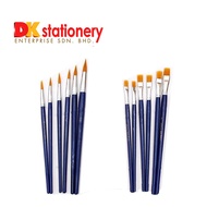 Astar 100% Nylon Berus Lukisan | Artist Brush Set 6pcs – Round & Flat Tips For Acrylic, Watercolor