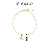 YOUNIQ Destiny September Birthstone Rectagular 18K Gold Titanium Bracelet Necklace Customise Charm B