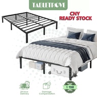TABLETROVE Metal Bed Frame Headboard-Free Single/Queen/King Iron Katil Besi Hybrid Metal+Wood Platfo
