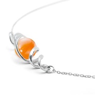 DNA太陽石項鍊 橘橙誕生石時尚宣言吊墜 簡約925純銀抽象螺旋墜子