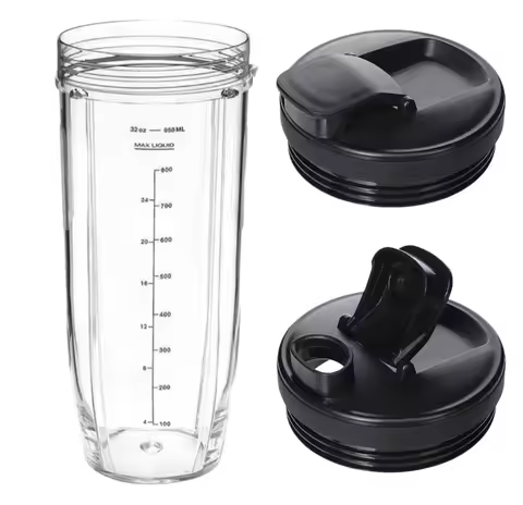 32OZ Blender Cup Replacement with 2 lids For Ninja Auto IQ Blender BL450 BL480 BL642 BL680 BN801 SS1