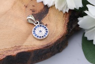 Silver thai Jewelry จี้เงิน 9 มม. ประดับCZ ทรงกลม ตาปีศาจ /Silver pendant 9 mm decorated with CZ rou