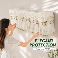 Aircond Cover Lace Embroidery Dustproof Decorative Windshield Extended Hem Easy Install 1 5P