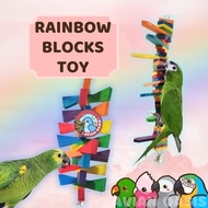 [SG] Rainbow Blocks Parrot Toys Natural Wood Chew Activity Bundle Macaw Cockatoos Amazon African Gre