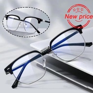 Better_Life 【cod】half Frame Photochromic Glasses Retro Blue Light Eye Elegant Flat Light Protection 
