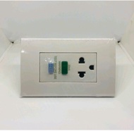 HACO W8416VRCD/10 ชุดเต้ารับมีกราวด์ พร้อมกันไฟดูด รุ่น W8416VRCD/30 Euro-American Socket With Resid