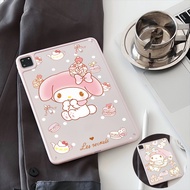 For IPad 10 2 in 1 Sanrio Melody Tempered Glass Film Clear Acrylic Protective Case for IPad Pro 11/iPad 10.2/iPad Air 3 4 5 Anti Yellow Antioxidant Shockproof Tablet Cover