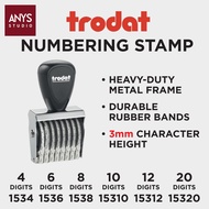 Trodat Numbering Stamp 3mm – 4/6/8/10/12/20 Digit | Manual Stamp with Metal Frame