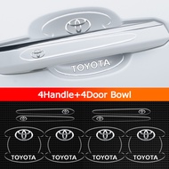 FFAOTIO Transparent Car Door Handle Protector Door Bowl Sticker Car Accessories For Toyota Wish Hiace Sienta Altis Harrier CHR Vios Rush Alphard Camry RAV4 Innova