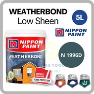 [Nippon Paint] 5 Liter Weatherbond Weatherproof Paint/ Grey Gray Color /Exterior Interior/ Fungus Re