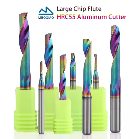 5PCS Colorful Coated Router Bit for Aluminum 1 Flute Aluminum Milling Cutter Large Chip Flute 6mm 8m