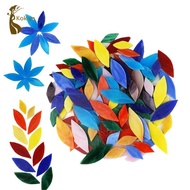 [kokiya] 100 Tiles, Mixed  Mosaic Pieces, Hand-Cut Stained Mosaic Leaves Tiles, Mixed Color Mosaic T