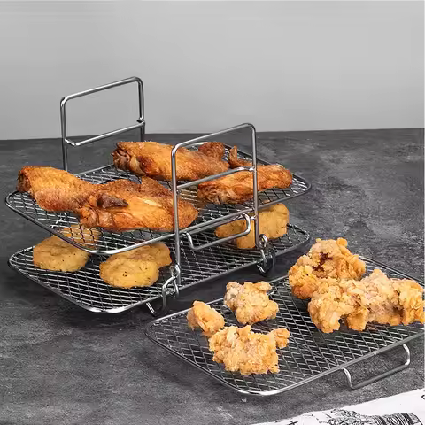 Air Fryer Rack Grilling Rack Stainless Steel 3 Layers Air Fryer Oven Grill Steamer Multifunctional A