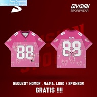 Oversized Pink Fullprint Coquette Jersey With Free Custom Name Set DVS SPORTWEAR Coquette Jersey