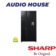 SHARP SJ-FX660W-BK  650L 5 DOOR FRIDGE WITH  WATER DISPENSER  COLOUR: BLACK   2 TICKS  2 YEARS WARRANTY BY SHARP