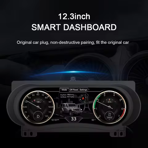12.3" Car LCD Digital Cluster For Jeep Wrangler JL JK Rubicon 2018-2023 Dashboard Virtual Cockpit In
