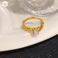 H Lucky Money Coin Ring Fashionable Niche Adjustable Open Ring Ring Exquisite Zircon H