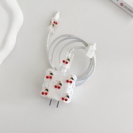 Cherry Wavy Edge Cable Wrapping Set Cartoon Charger Case USB Protector For iphone 20w 18w 35W