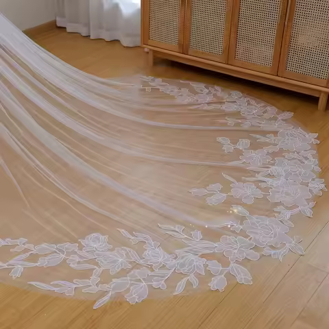 Wedding Accessories Flowers Lace Wedding Veil Cathedral Bridal Veil Wedding Accessories Bridal Headw