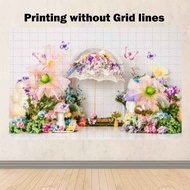 Fairy Garden Lace Umbrella Floral Photographic Backdrop Giant Flower Mushroom Butterfly Greenery Gir