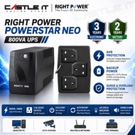Right Power PowerStar NEO 800VA UPS Built In AVR Backup Battery Uninterruptible Power Supply