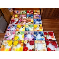 Gift box with silk flowers 25x10 with card pockets and bows for October 20 - Christmas 24.12 - birth