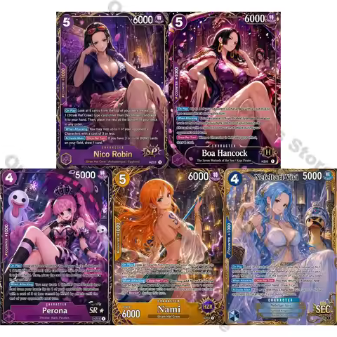 5Pcs One Piece Cards OTCG Card Style Art Nico Robin Boa Hancock Perona Nami Nefertari Vivi Collectio