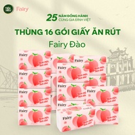 Carton of 16 Packs of Fairy Peach Tissue Paper, Large Size, 3 Layers, Super Tough, Soft, Convenient,