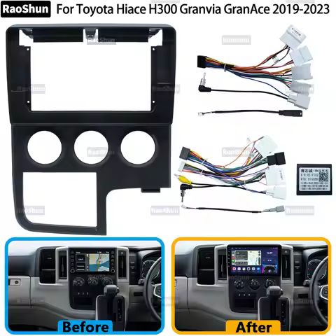 Car Android Radio Frame For Toyota Hiace H300 Granvia GranAce 2019-2023 Stereo Panel Wire Harness Po