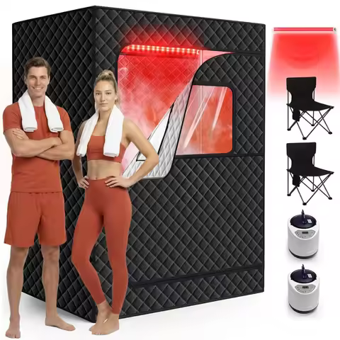 Infrared 2 Person Sauna for Home, 660nm Red Light Portable Steam Sauna, 5-Layer Waterproof Quick Hea
