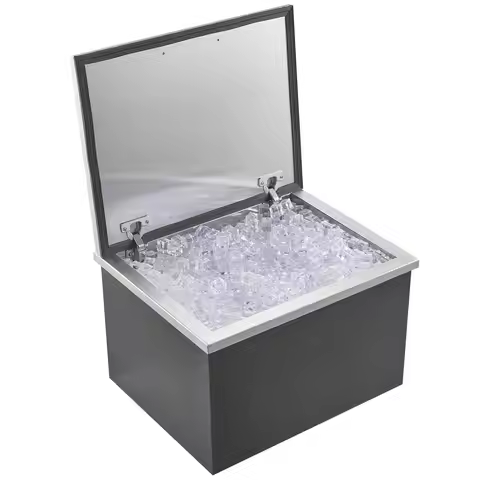 Drop In Ice Chest, 20'L X 16'W X 13'H Stainless Steel Ice Cooler, Commercial Ice Bin With Hinged Cov