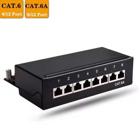 Cat6 Cat6A 8/12-port Mini Desktop Patch Panel Shielded Available For Wall Mounting Network RJ45 Comp