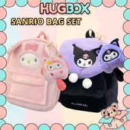 🌈HugBox Sanrio Bag Set Beg Sekolah Bulu Melody Backpack Beg Kuromi Bulu Murah Winnie The Pooh Bagpac