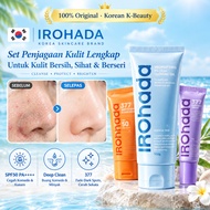 IROhada 3-in-1 Skincare Set Pencuci Muka + Sunscreen SPF50 + Krim 377 Cuci Cerah Lindungi, Untuk Wan